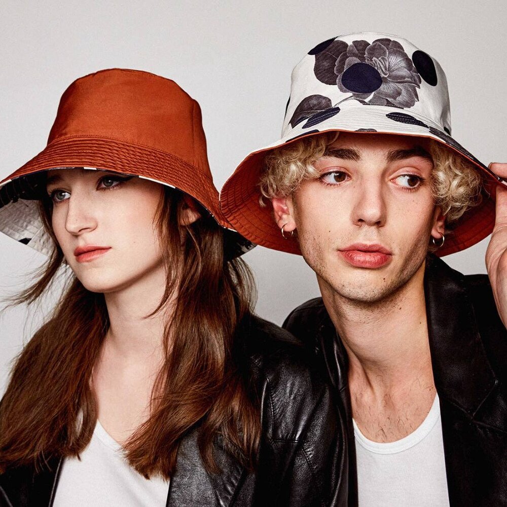 NWT Lost Pattern NYC Noir Floral Reversible Bucket Hat - Picture 4 of 5